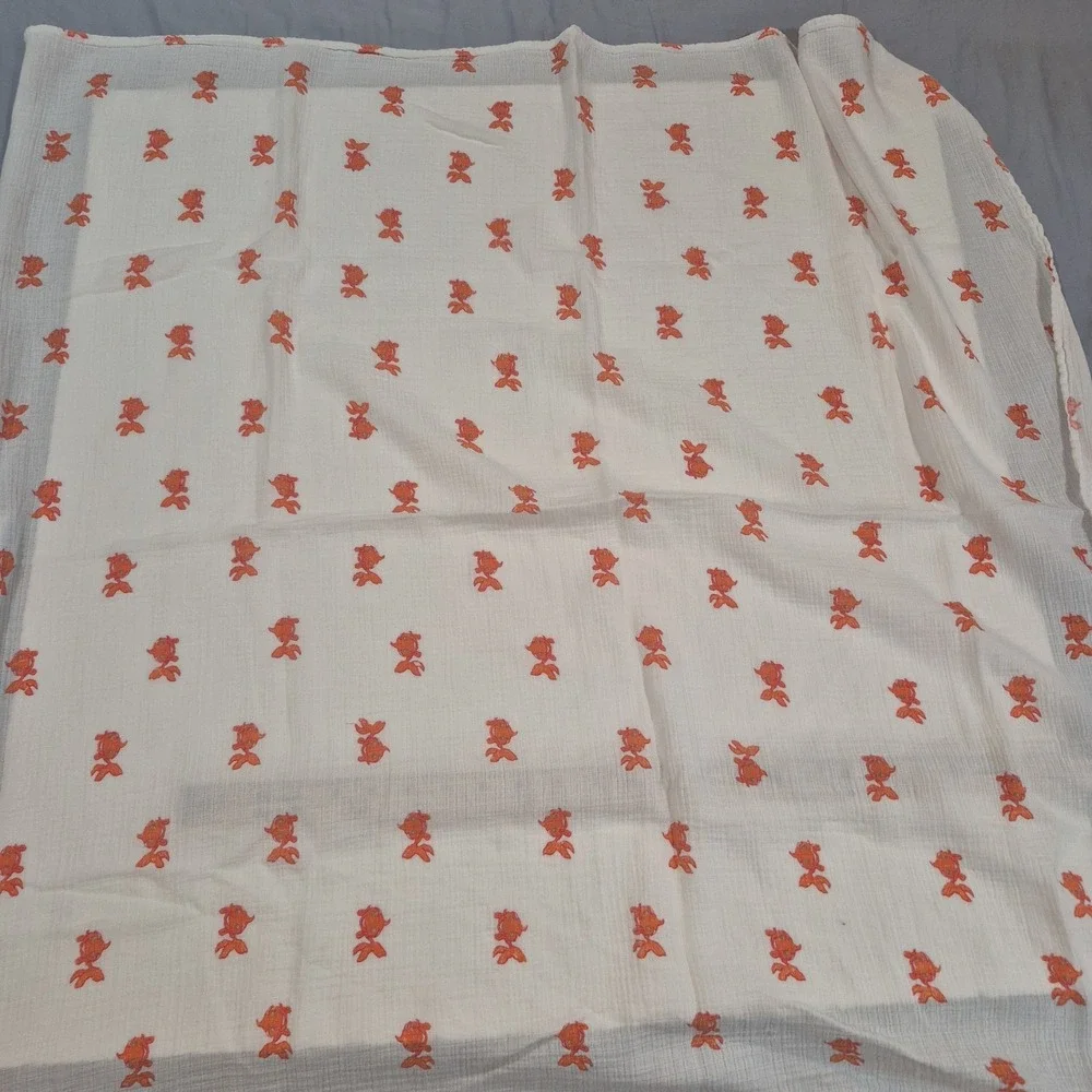 aden + anais Goldfish/Koi Fish White Orange Red Muslin Baby Blanket